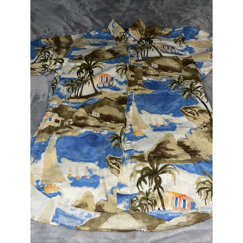 Nautical button down shirts for men Hawaiian Medium Pre Loved